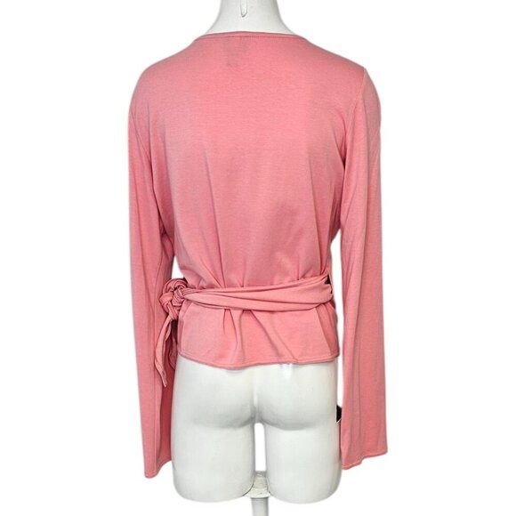 Eileen Fisher Womens V-Neck Wrap Top, Cotton, Pink, Tie Side, Size Small - Picture 2 of 8